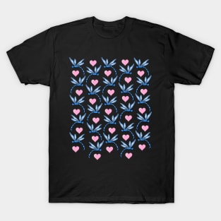 Blue Dragonflies and Pink Hearts T-Shirt